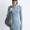 Abito lungo con zip a costine
