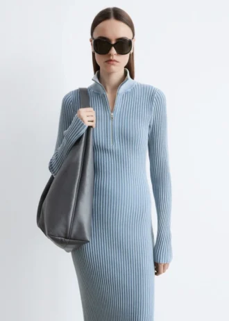 Abito lungo con zip a costine