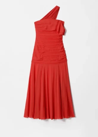 Abito lungo monospalla in chiffon