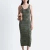 Abito midi a righe in maglia a costine