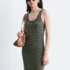 Abito midi a righe in maglia a costine