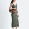 Abito midi a righe in maglia a costine