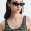 Abito midi a righe in maglia a costine