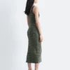 Abito midi a righe in maglia a costine