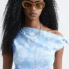 Abito midi asimmetrico con stampa paisley