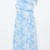 Abito midi asimmetrico con stampa paisley