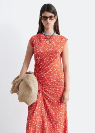 Abito midi con scollo a barchetta