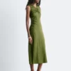 Abito midi con scollo a goccia e ruches