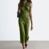 Abito midi con scollo a goccia e ruches