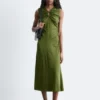 Abito midi con scollo a goccia e ruches