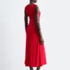 Abito midi con scollo a goccia e ruches