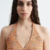 Abito midi con scollo all’americana e effetto tie-dye