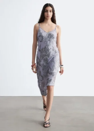 Abito midi con spalline a fiori