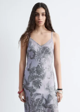 Abito midi con spalline a fiori