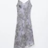 Abito midi con spalline a fiori