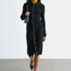 Abito midi con zip frontale a costine