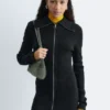 Abito midi con zip frontale a costine