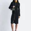 Abito midi con zip frontale a costine