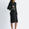 Abito midi con zip frontale a costine