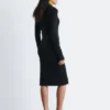 Abito midi con zip frontale a costine