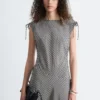 Abito midi drappeggiato asimmetrico