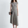 Abito midi drappeggiato asimmetrico