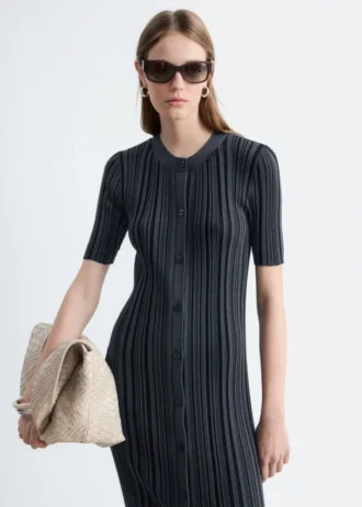 Abito midi in maglia a coste