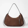 Borsa a spalla in pelle scamosciata con frange