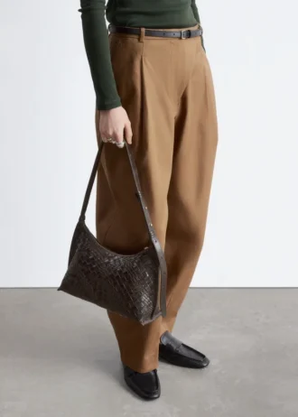 Borsa a tracolla in pelle intrecciata