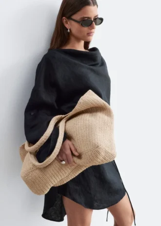 Borsa tote in paglia di carta