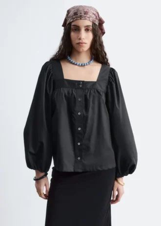 Camicetta in cotone con scollo quadrato