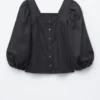 Camicetta in cotone con scollo quadrato
