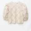 Camicetta in jacquard con maniche a palloncino