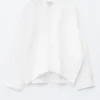 Camicetta scultorea in cotone con scollo a V