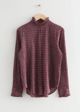 Camicia a quadri con volant larghi