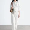 Camicia in cotone con cintura in vita