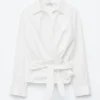 Camicia in cotone con cintura in vita