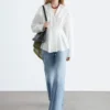 Camicia in cotone con vita aderente