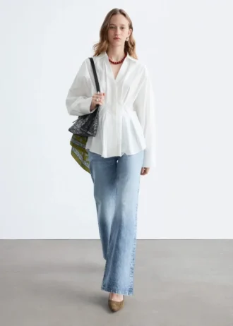 Camicia in cotone con vita aderente