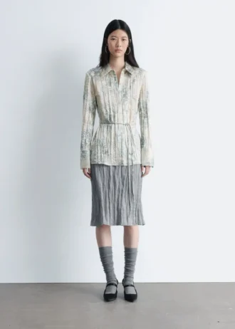 Camicia in crêpe con cintura a lacci