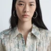 Camicia in crêpe con cintura a lacci