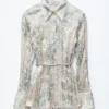 Camicia in crêpe con cintura a lacci