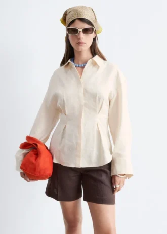 Camicia in lino con vita plissettata