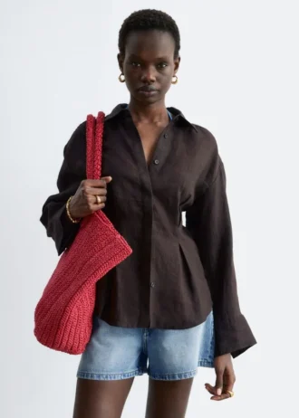 Camicia in lino con vita plissettata