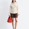 Camicia in lino con vita plissettata