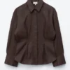 Camicia in lino con vita plissettata