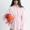 Camicia in popeline di cotone con coulisse