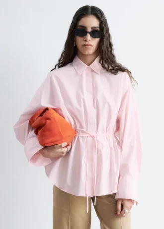 Camicia in popeline di cotone con coulisse