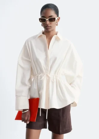 Camicia in popeline di cotone con coulisse