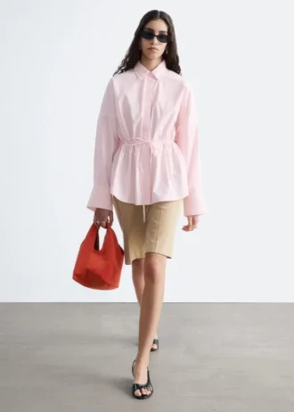 Camicia in popeline di cotone con coulisse